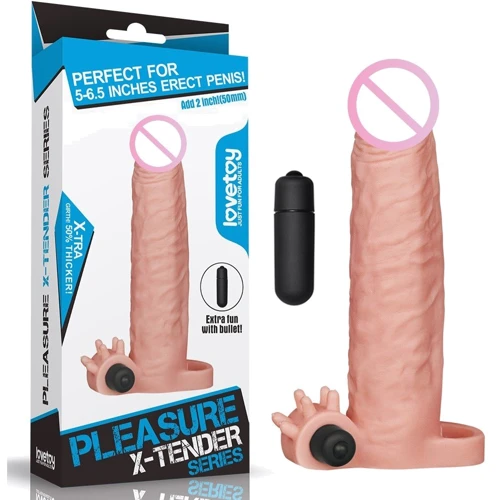 Насадка на член LYBAILE Pleasure X-Tender Vibrating Penis Sleeve Add 2" Flesh 4