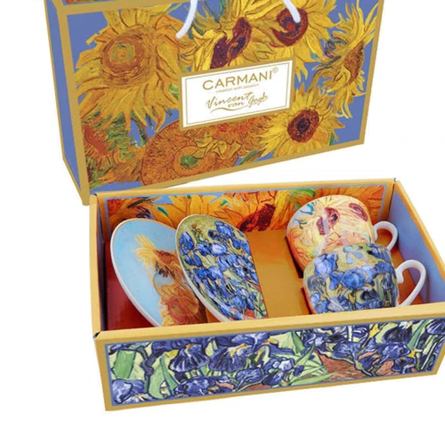 Набор чайный Carmani 2 чашки+2 блюдца Ван Гог Подсолнечники Ирисы 250 ml (830-7120)