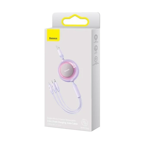 Кабель Baseus USB Cable to Micro USB/Lightning/Type-C Bright Mirror 2 Series 3.5A 1.1m Purple (CAMJ010005) фото 8