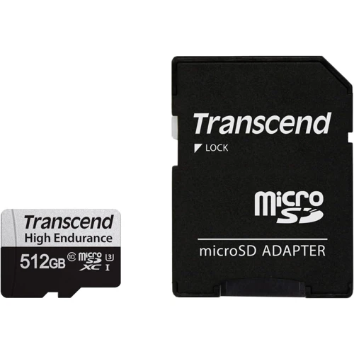 Карта памяти Transcend 512GB microSDXC Class 10 UHS-I U3 High Endurance + adapter (TS512GUSD350V): Объем 512 ГБ