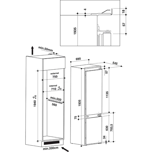 Встраиваемый холодильник Whirlpool SP40 802 EU/UA: Мощность замораживания 12 кг/сутки
