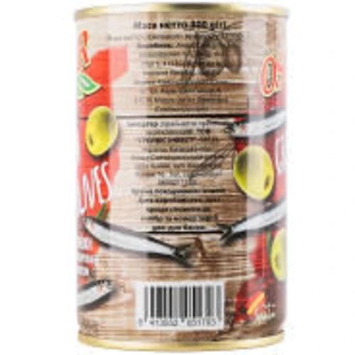 Оливки фаршированные анчоусом Oscar foods 300 г (8413552051703): Вес нетто 300 г