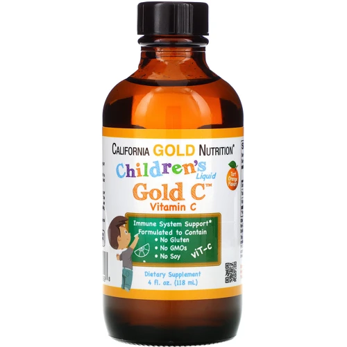 California Gold Nutrition Children's Liquid Gold Vitamin C, USP Grade, Natural Orange Flavor, 4 fl oz (118 ml): Форма выпуска Жидкость