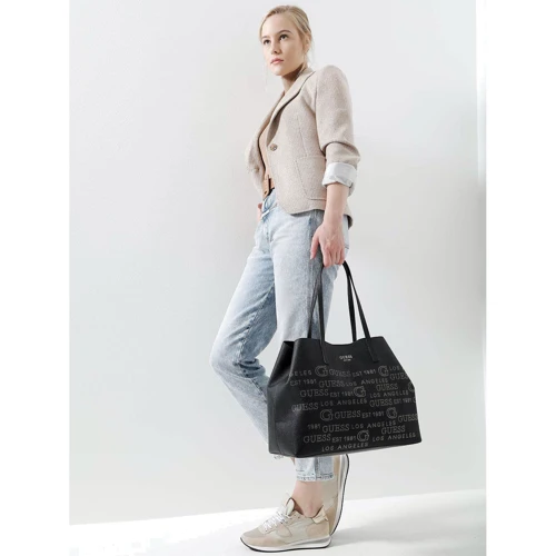 Женская сумка тоут Guess Vikky Large Tote черная (HWPF6995240-BLA): Застежка Магнитная