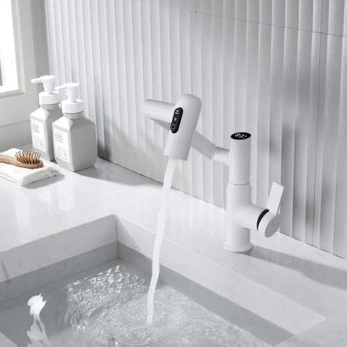 Смеситель для раковины Lefton Single-Hole Rotatable Faucet with Temperature Display-BF2204 White: Назначение Для раковины