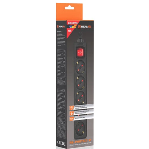 Сетевой фильтр REAL-EL RS-Protect M 5m, black (EL122300030) фото 10