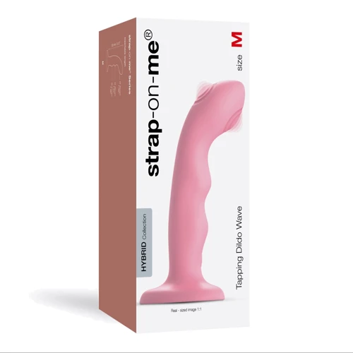 Насадка для страпона с двойной точечной пульсацией Strap-On-Me Tapping Dildo Wave - Coral Рink