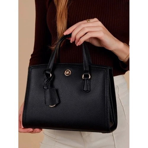 Женская сумка тоут Michael Kors CHANTAL SM MSGR черная (30F2G7CM1T001): Фактура Матовая, Зернистая