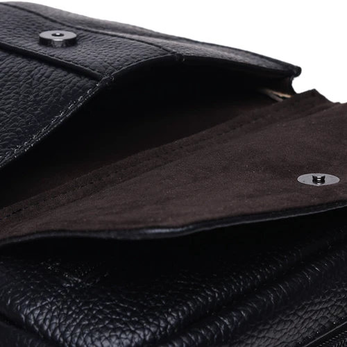 Мужская сумка планшет Borsa Leather черная (K18154-black): Застежка Молния