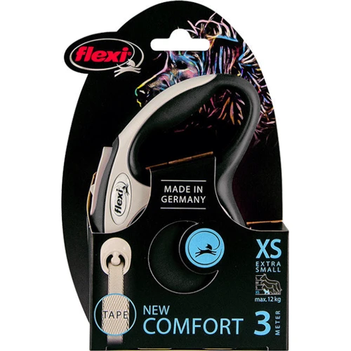 Поводок-рулетка Flexi New Comfort XS до 12 кг 3 м черный (4000498043448): Тип шнура Лента