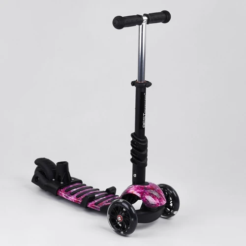 Самокат дитячий 5в1 з PU колесами та підсвічуванням Best Scooter Black/Purple (100058): Тип коліс литі