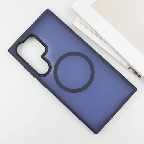 Чехол для телефонов Mobile Case TPU+PC Metal Buttons with MagSafe Colorful Navy Blue for Samsung S928 Galaxy S24 Ultra