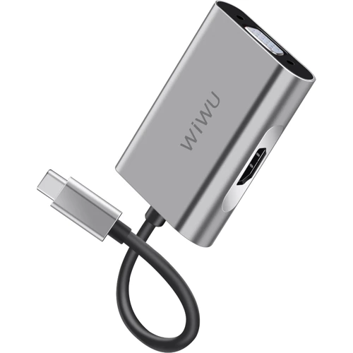 Адаптер WIWU Adapter Apollo A20VH USB-C to HDMI+VGA HUB Gray (6957815507115)