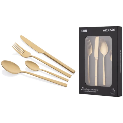 Набір столових приладів Ardesto Black Mars Favola 4 предмети золотий (AR0704FSG)