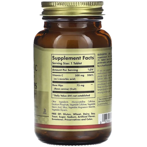 Solgar Vitamin C With Rose Hips 500 mg Солгар Вітамін С з біофлавоноїдами 100 таблеток: Тип вітамін C
