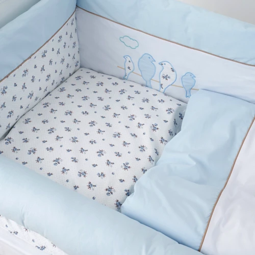 Постільний комплект Twins Birds 4021-TB-401blue/white 6 ел. білий/блакитний