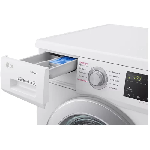 Стиральная машина LG F4J3TS4WE: Загрузка белья (стирка), кг 8