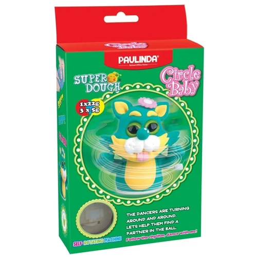 Масса для лепки Paulinda Super Dough Circle Baby Кот заводной механизм, зеленый (PL-081177-3)