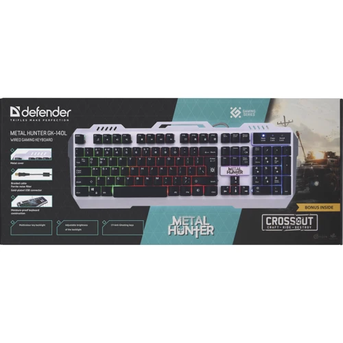 Клавиатура Defender Metal Hunter GK-140L (45140): Интерфейс подключения USB
