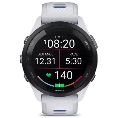 Смарт-годинник Garmin Forerunner 265 Black Bezel з Whitestone Case і Whitestone/Tidal Blue Silicone Band (010-02810-11): Дисплей 1.3" AMOLED (416x416)