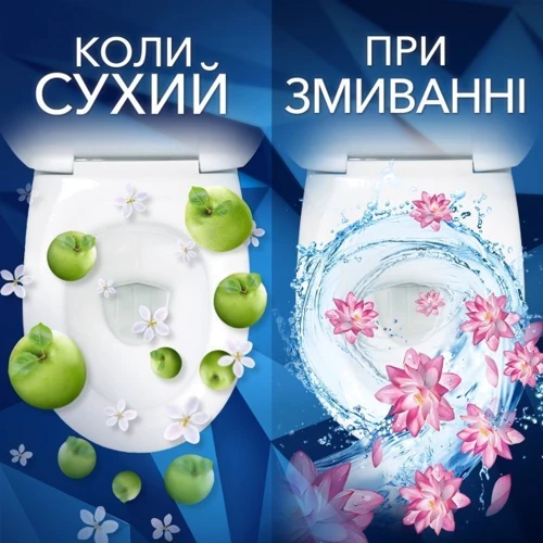 Туалетный блок Bref Изменение аромата Зеленое Яблоко-Водяная лилия 50 г: Поверхность Стеклокерамика, Нержавеющая сталь, Акрил, Керамика