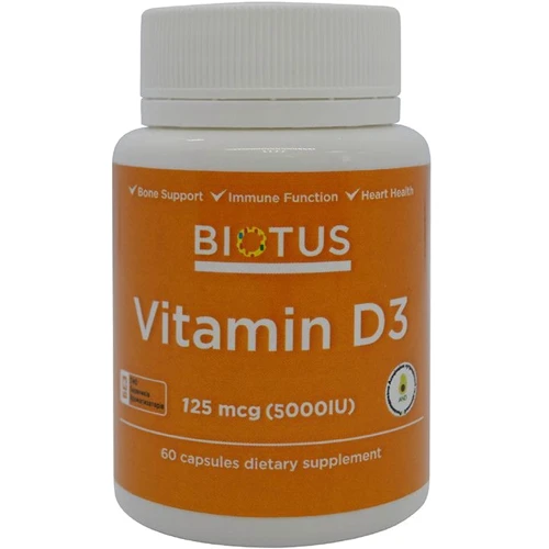 Biotus Vitamin D3, 5000 ME, 60 Capsules (BIO-530111)