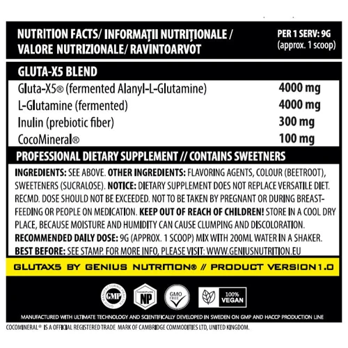 Аминокислота для спорта Genius Nutrition Gluta X5 405 g/45 servings/ Green apple: Вкус Яблоко