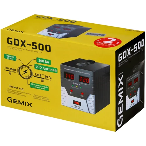 Стабилизатор напряжения Gemix GDX-500: Количество фаз одна