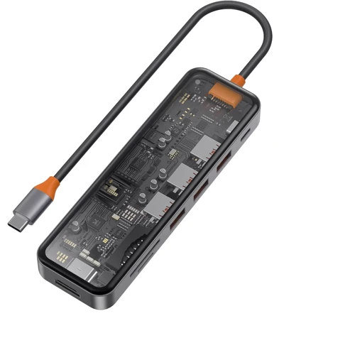 Адаптер WIWU Adapter Cyber 7in1 USB-C to 3xUSB3.0+HDMI+USB-C+SD Space Gray