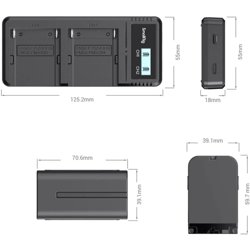 Зарядное устройство SmallRig + 2 аккумулятора NP-F970 (3823)