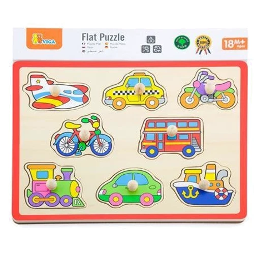 Деревянная рамка-вкладыш Viga Toys Цветной транспорт (50016)