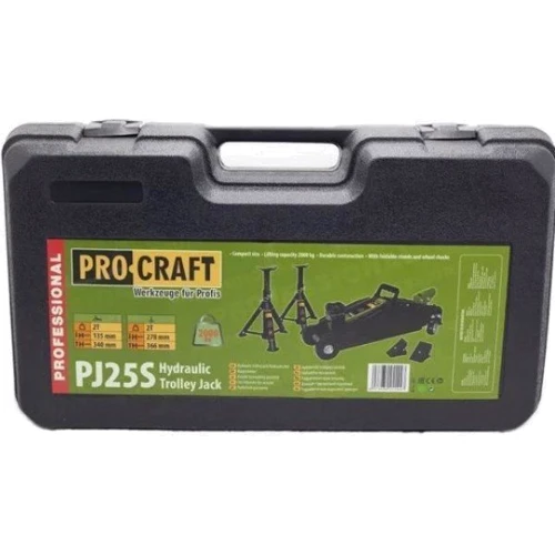 Підкатний домкрат Procraft PJ25S: Висота підйому, см 34