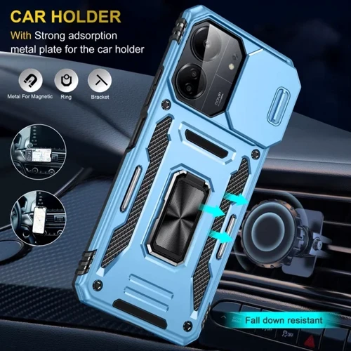 Чохол для телефона Mobile Case Camshield Army Ring Light Blue для Xiaomi Redmi 13C / Poco C65: Плівка в комплекті нет