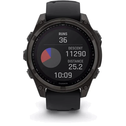 Смарт-часы Garmin Fenix 8 Solar 47mm Sapphire Carbon Grey DLC Titanium with Black/Pebble Grey Silicone Band (010-02906-11): Виды спорта Дайвинг, Парусный спорт, Серфинг, Гольф, Плавание, Велоспорт, Бег