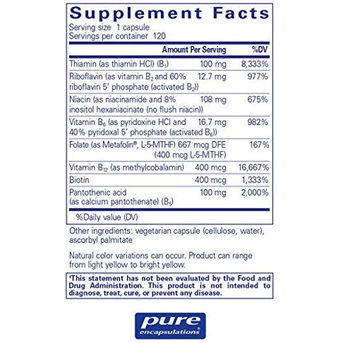 Pure Encapsulations B-Complex Plus 120 caps Вітамін B (збалансована вітамінна формула): Тип вітамін B