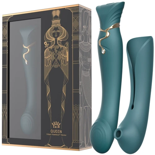 Смартвибратор 3в1 Zalo - Queen Jewel Green, пульсирующая жемчужина и вакуум, кристалл Swarovski