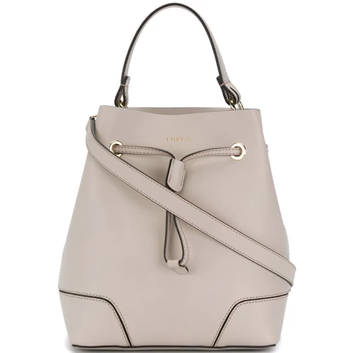 Женская сумка бакет-бэг Furla Stacy S Drawstring cеро-бежевая (920535)