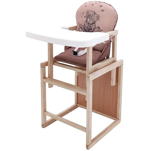 Стульчик-трансформер Babyroom Винни-230 eko без лака пластиковая столешница капучино-шоколад (мишка с сердцем) (626044): Тип трансформер