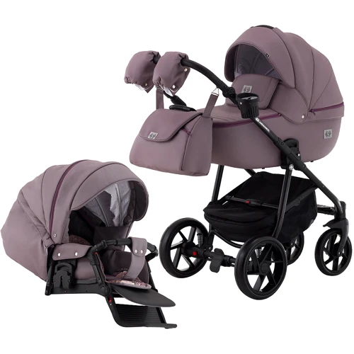 Коляска 2 в 1 Adamex Hybryd Plus шкіра 100% BR332 бузковий (623690)