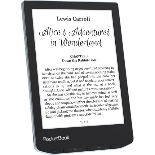 Електронна книга PocketBook 629 Verse Bright Blue (PB629-2-CIS): Текстові формати ACSM, AZW, AZW3, CHM, DjVU, DOC, DOCX, EPUB, FB2, HTM, HTML, MOBI, PDF, PRC, RTF, TXT