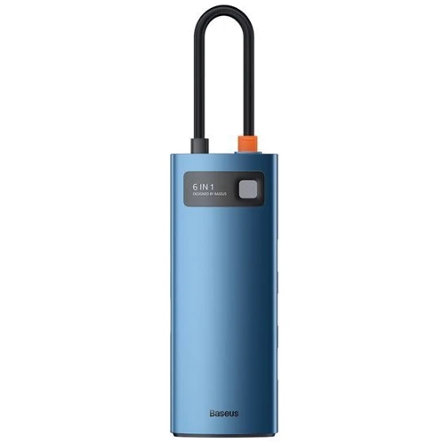 Адаптер Baseus Adapter USB-C to 3xUSB3.0+HDMI+RJ45+USB-C Blue (WKWG000003): Колір синий