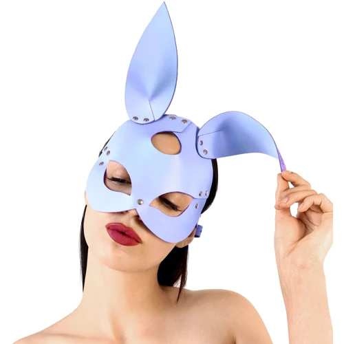 Кожаная маска Зайки Art of Sex - Bunny mask, лавандовый
