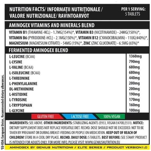 Амінокислота для спорту Genius Nutrition Aminogex 300 tabs / 60 servings: Тип Комплексные