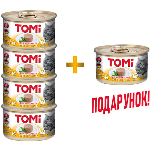Консервы для котов TOMi Superpremium Duck мусс с уткой 5 банок по 85 г (55991)