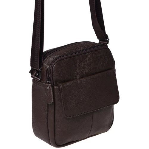 Мужская сумка через плечо Borsa Leather коричневая (K11031-dark brown): Тип ручки Плечевой ремень, Без ручки
