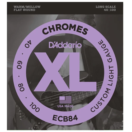Струна для гитар Струны D`ADDARIO ECB84 XL CHROMES FLATWOUND BASS 40-100