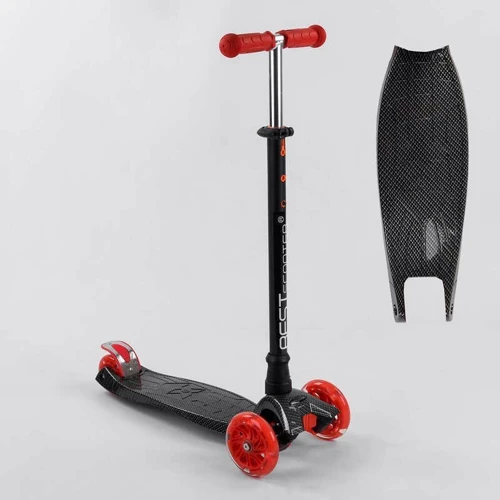 Самокат MAXI "Best Scooter" 4 колеса PU, СВЕТ, трубка руля алюминиевая Black/Red (102019): Материал колес полиуретан