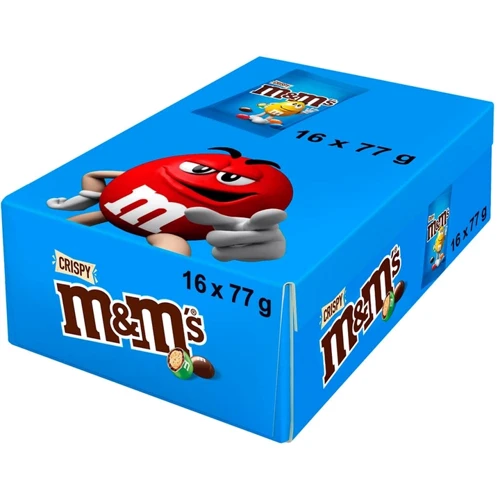 Упаковка драже M&M's Crispy з рисовими кульками в молочному шоколаді 16х77 г (УП5000159541268): Країна виробник Франція