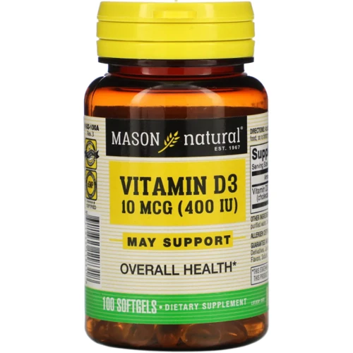 Mason Natural Vitamin D3 Витамин Д3 400 МЕ 100 гелевых капсул