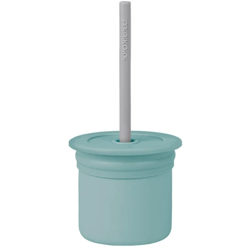 Чашка-контейнер MinikOiOi с силиконовой трубочкой Aqua Green/Powder Grey (101100107)